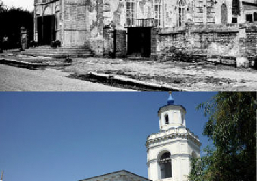 Метаморфозы прошлого. Никольский храм. Во время Великой Отечественной войны в 1941 году деревянная часть церкви полностью сгорела. В 1957 году верхние ярусы колокольни были взорваны. При государственном финансировании была восстановлена в 1990-х годах ста