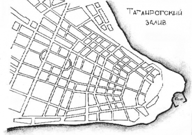 План Таганрога, утвержденный в 1827 г. Историческая часть города